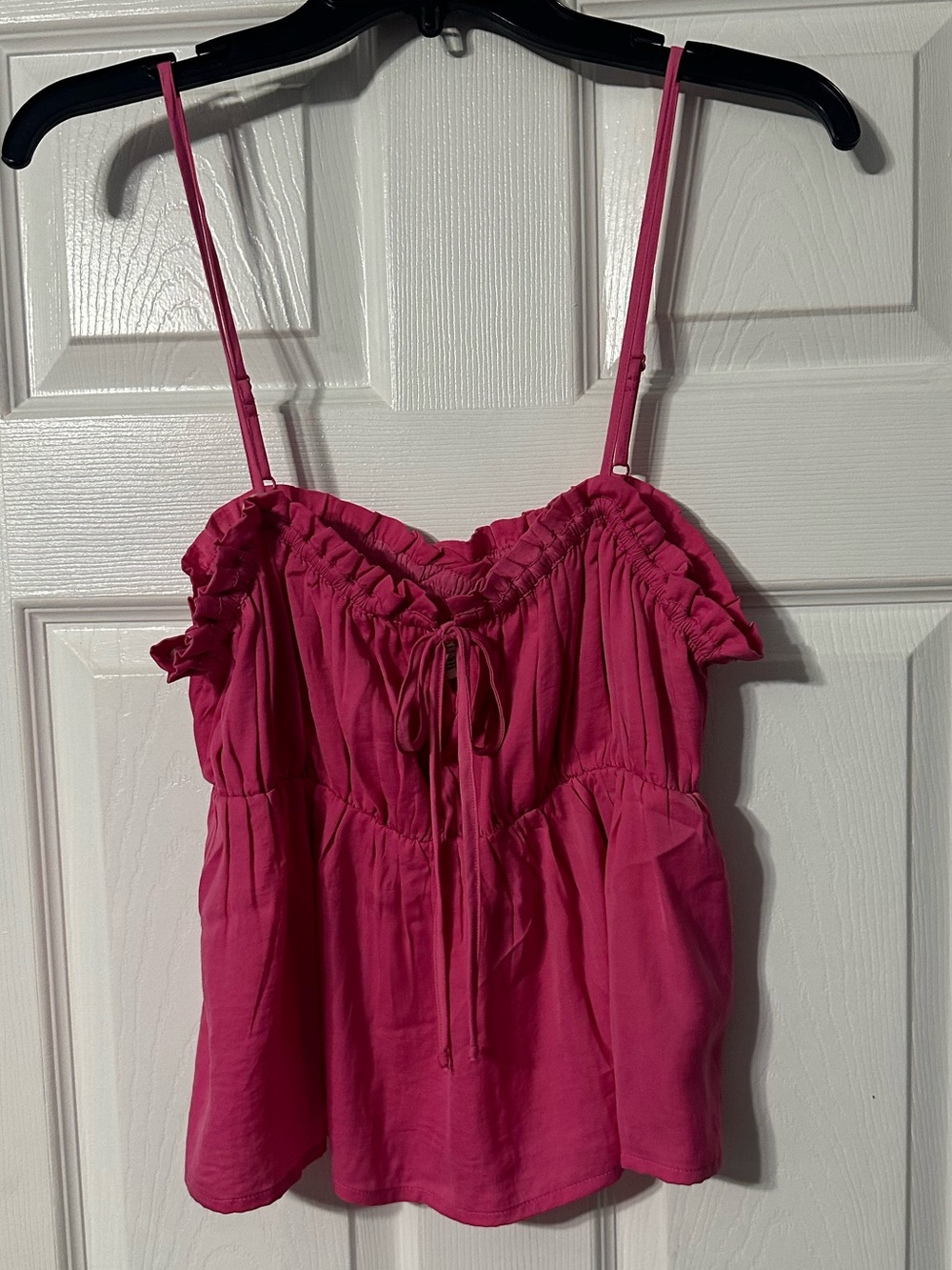 NWT American Eagle Outfitters Hot Pink Ruffled Tie-Front Tank